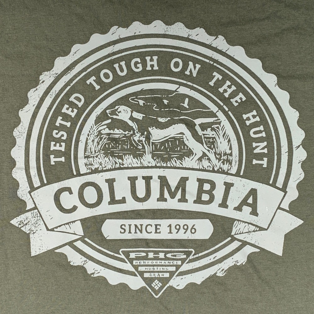 Columbia PHG Shirt Mens XL Green Long Sleeve Graphic Performance Hunting Gear